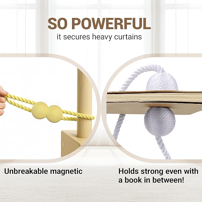 Hion Magnetic Curtain Tiebacks Golden 4 Pack, Curtain Tiebacks Buckles Holdbacks Holders Hooks Clip for Home Bedroom Office Decorative Thick or Thin Curtain