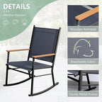 Shintenchi 2 Pcs Outdoor Rocking Chairs Set,Upgraded High Back Patio Rocking Chairs Set,Breathable Textilene Fabric Rocking Chair for Porch,Patio,Garden,Balcony,Dark Grey