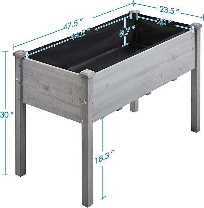 Yaheetech 2pcs Raised Garden Bed Outdoor Horticulture with Legs Elevated Wood Raised Planter Boxes w/Stable Rectangle Structure Standing Planter for Vegetables Flowers Herbs Planting, Gray