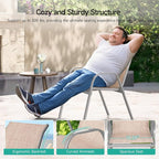 Patio Chairs Set of 2, Easily Set Up Stackable Outdoor Dining Chairs with High Back and Wide Seat, All Weather Breathable Outdoor Chairs Set of 2 with Metal Frame for Backyard Deck Pool, Beige