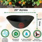 EZ Swap 20" Fabric Coco Liner Replacement for Round Hanging Baskets – Bird Proof Moisture Retaining Planter Insert, Made in Green Bay, WI