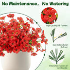 MACTING Artificial Flowers for Outdoors Fake Spring Flowers UV Resistant No Fade Faux Plastic Plants for Hanging Planters Window Patio Porch Yard Garden Home Indoor Outside Summer Decorations(Red)