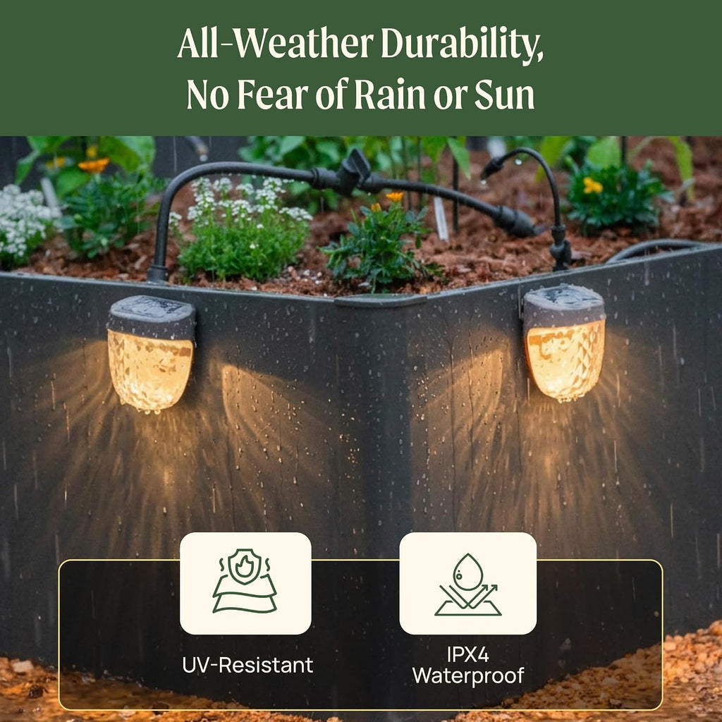 Vego garden Solar Garden Lights to Flat Beds Waterproof Earthy Brown 4 Pack | magnetic solar garden lights outdoor waterproof ambient lamp