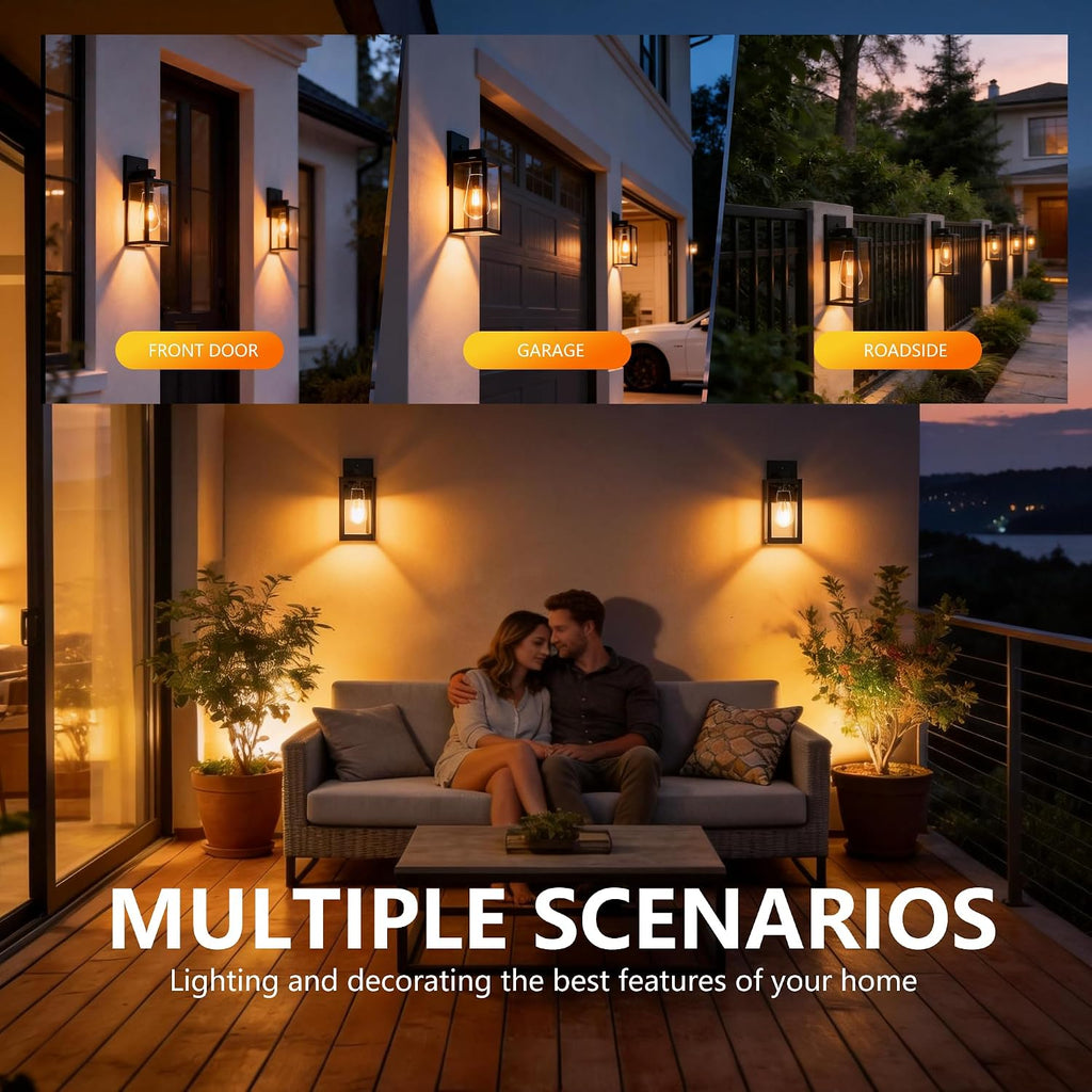 Dawn to Dusk Sensor Outdoor Light Fixture Waterproof Porch Lights Anti-Rust Exterior Wall Lighting Outdoor Wall Lantern for Patio Front Door Garage House