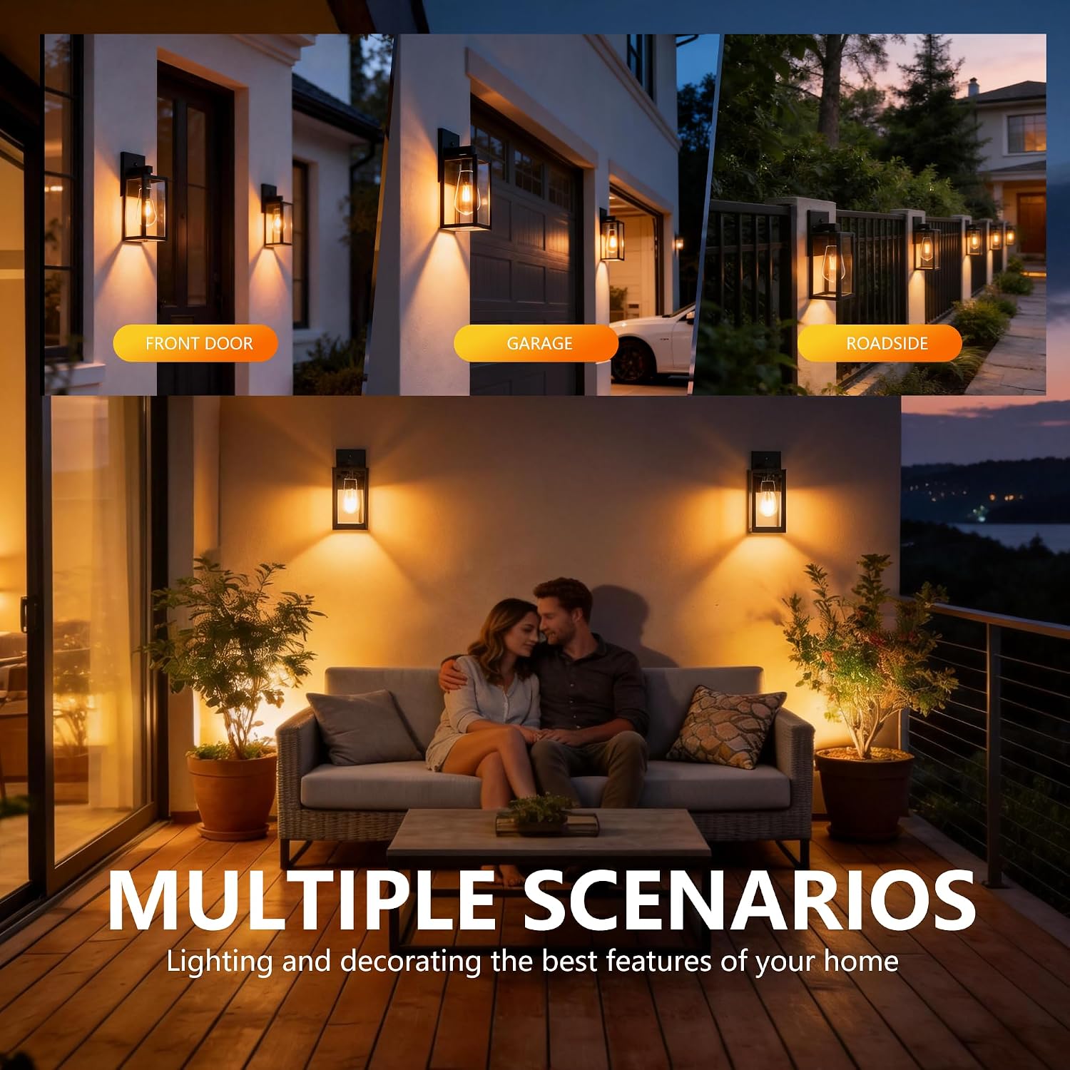 Dawn to Dusk Sensor Outdoor Light Fixture Waterproof Porch Lights Anti-Rust Exterior Wall Lighting Outdoor Wall Lantern for Patio Front Door Garage House