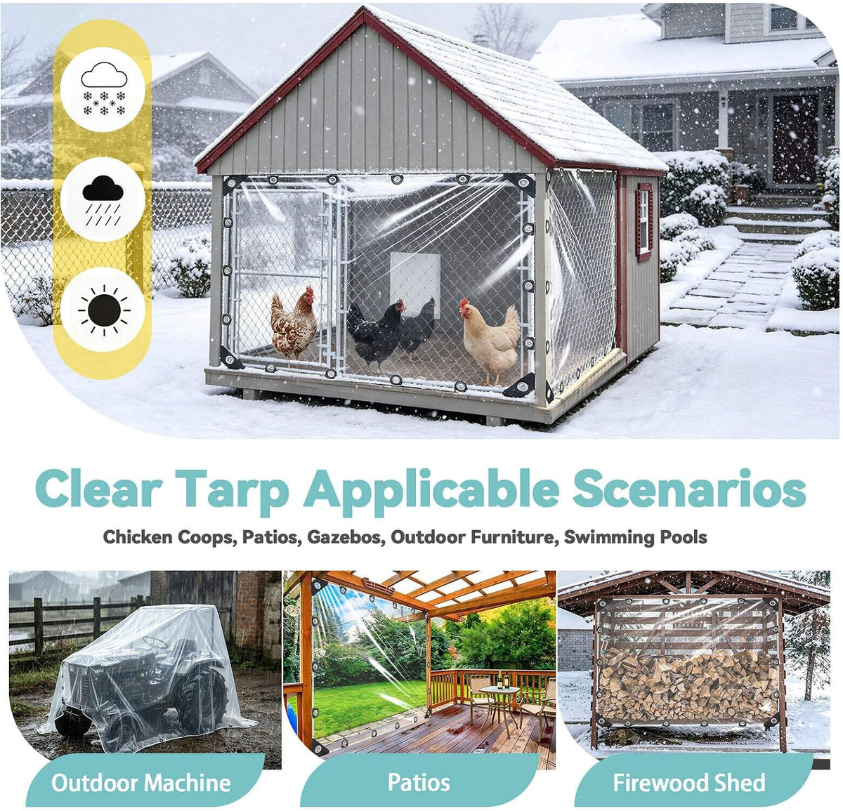 clear tarp heavy duty waterproof 8x10ft clear vinyl, close-up detail