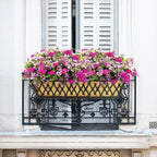 6 Pack 30 Inch Window Boxes Planters Railing Planter Box with Adjustable Brackets for Porch Fence Patio Balcony Hanging Flower Baskets with Coco Liners for Outdoor Garden Decor - Black