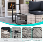 16-Piece Outdoor Patio Furniture Set with Rocking Swivel Chair, PE Wicker Rattan Sectional Sofa Patio Conversation Set with 55,000 BTU Fire Pit Table & Coffee Table, Dark Grey