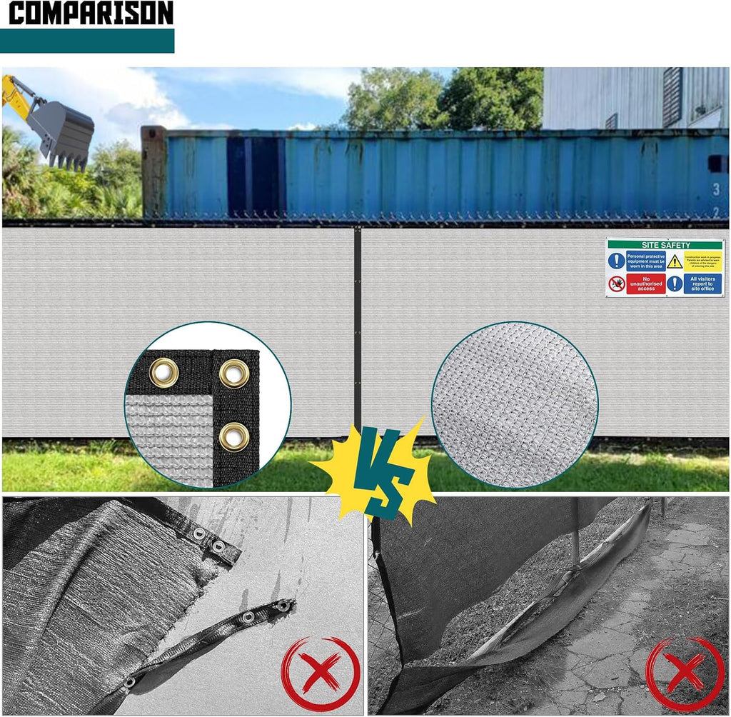 tang 4' x 40' privacy fence screen grey, side view
