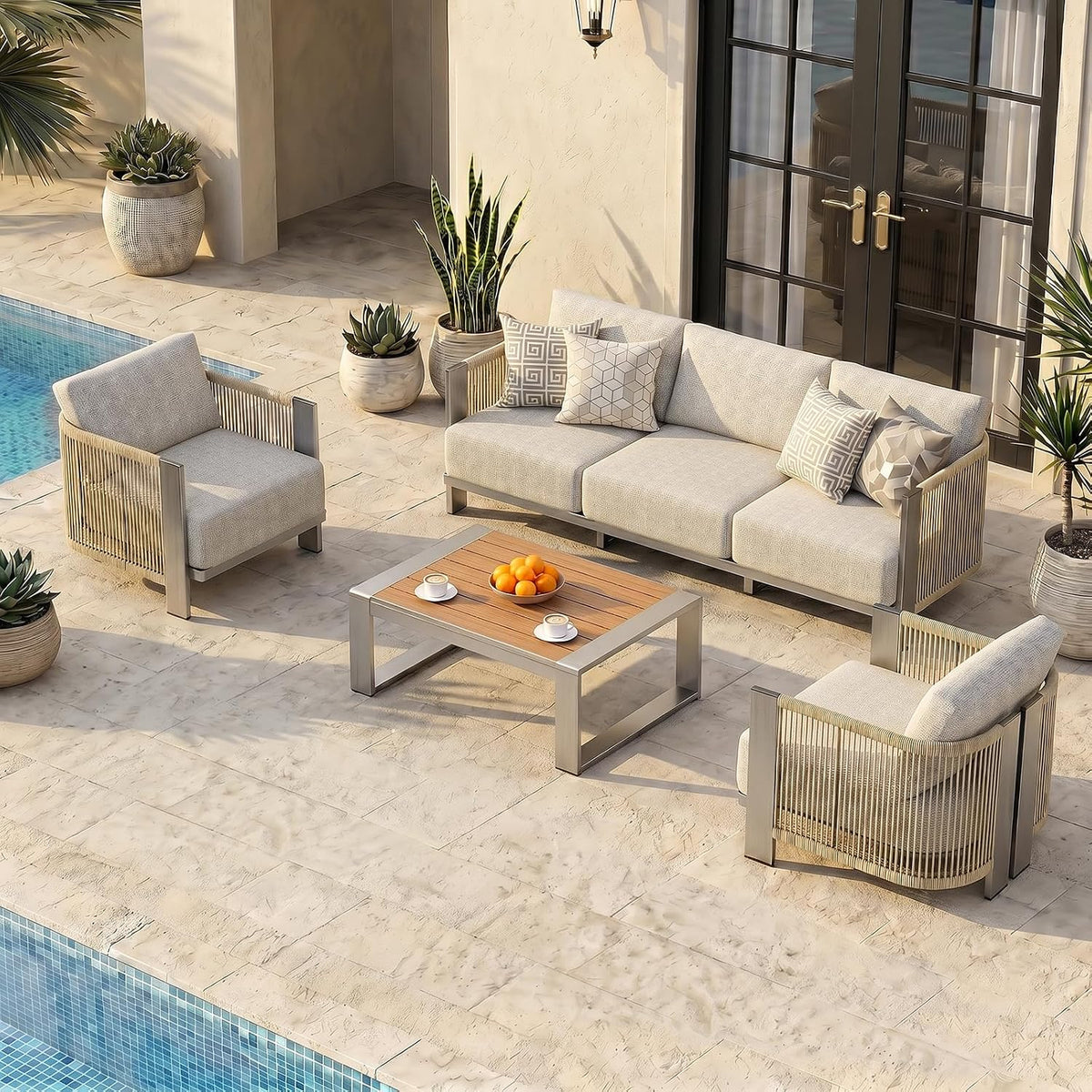 vexwalx luxury patio furniture set, 4-piece curved outdoor, main product view