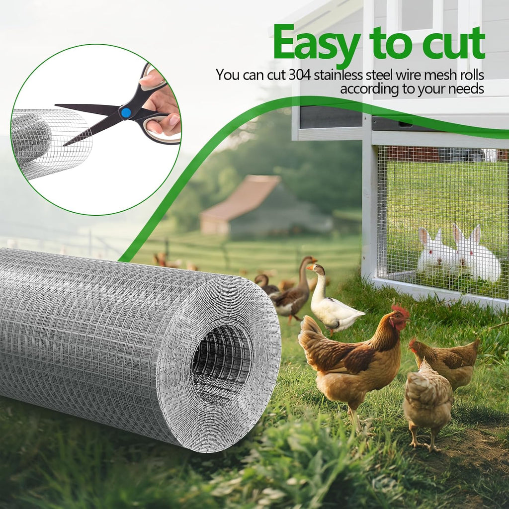 304 Stainless Steel Hardware Cloth 1/4" Large Size 23 GA 24in×49ft Roll | stainless hardware cloth 304 rust resistant heavy duty easy to cut