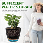 Plant Pots 12/10/9 Inch Self Watering Pots, Set of 3 Plastic Planters with Drainage Holes and Saucers,Plastic Flower Pots,Nursery Planting Pot for Indoor Out Door Plants(Black)
