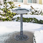 ZenStyle 28in Birdbaths Bowl Outdoor, Pedestal Bird Bath Vintage Outdoor Garden Accent Décor (Green)