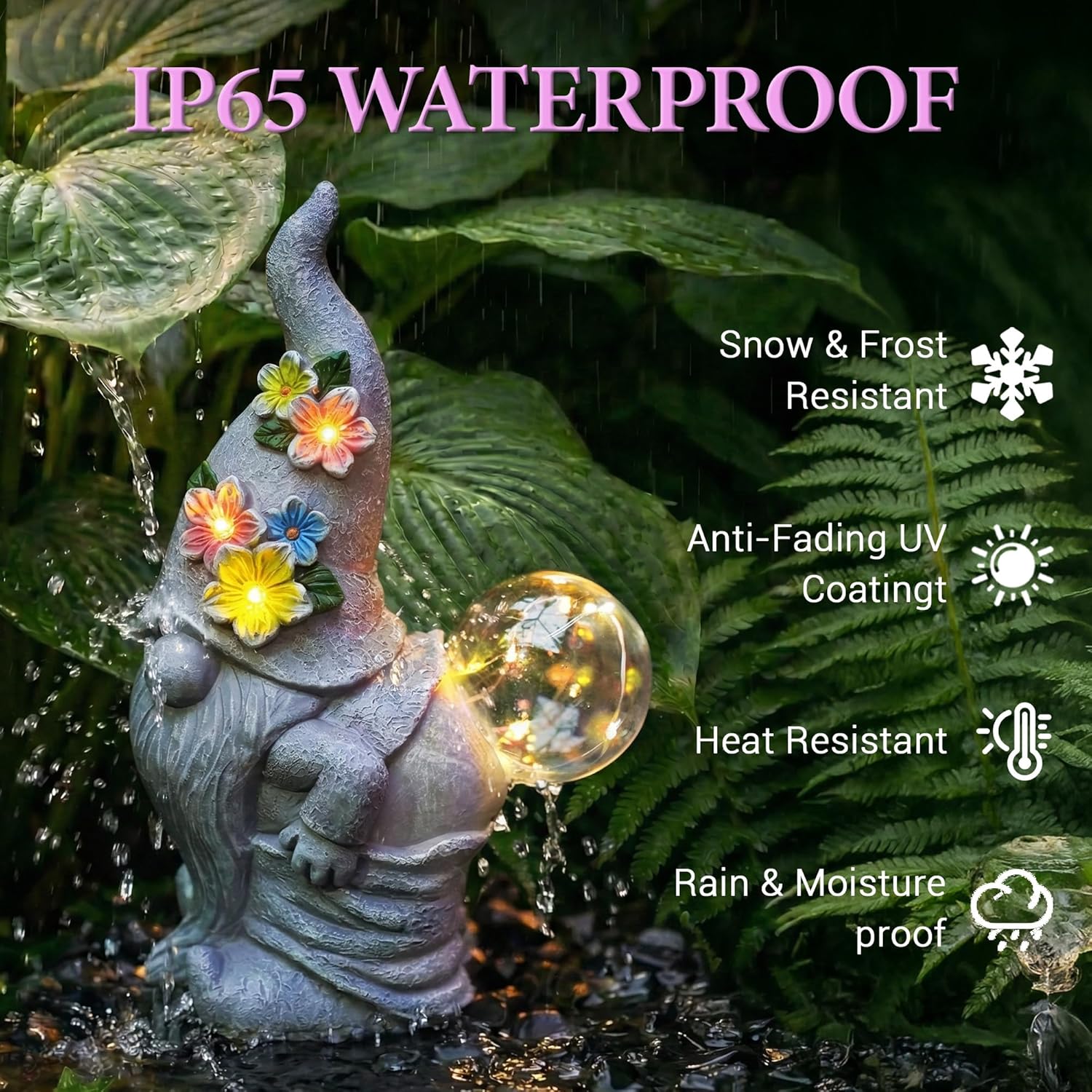 Solar Funny Garden Gnome Statue: Outdoor Lights Decorations | Waterproof Resin Sculpture,Yard Lawn Porch Balcony Patio Home Decor,Birthday Gifts for Mom Women Grandma