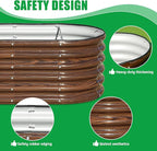 SnugNiture 4x2x1.5ft Raised Garden Bed Outdoor, 17" Tall Galvanized Metal Planter Box, Oval Raised Garden Bed Kit for Planting Vegetables Plants Fruits, Brown (Pack of 2)
