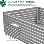 12x4x2FT Galvanized Raised Garden Bed Kit,Vegetable Plant Boxes-Rectangle Metal Flower Box,Large Planter Raised Beds Outdoor Garden for Planting,Fruit,Herb-Silver