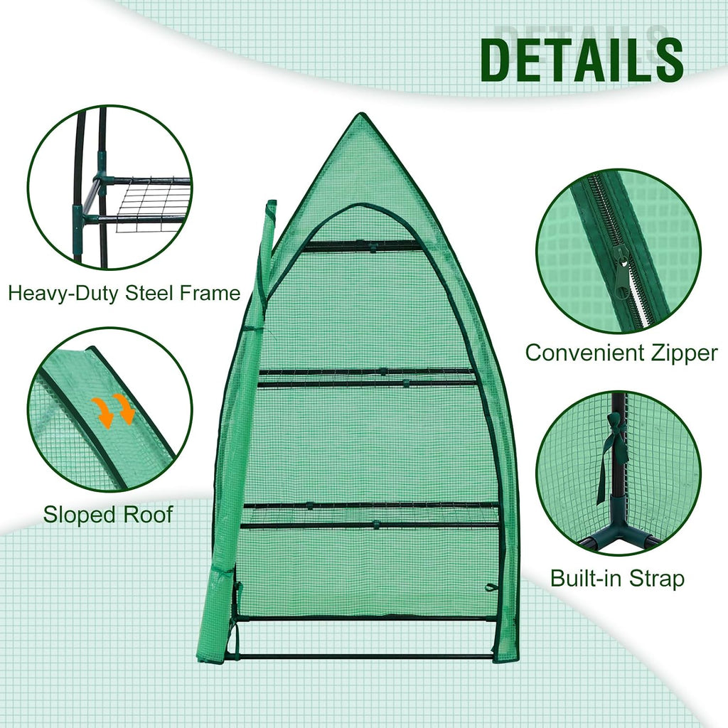 eagle peak mini greenhouse for indoor outdoor, 35x18x63 shown in use
