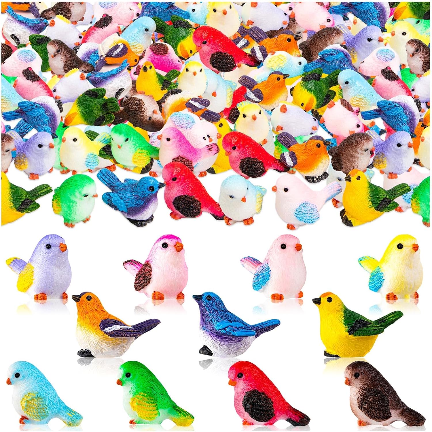 36PCS Miniature Cute Bird Decorative Figurines 11 Styles Mini Resin Birds | Micro Landscape Home Meetings Decoration, Cake Topper