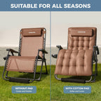 33 Inch XXL Oversized Zero Gravity Chair, Support 500 LBS, Brown | Heavy Duty Zero Gravity Lounge Chair Outdoor, Indoor Recliner Chairs w/Removable Cushion, Footrest, Headrest & Cup Holder