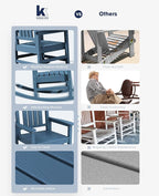 KINGYES Oversized Outdoor Rocking Chair Set of 4, High Density Polyethylene Patio Rocking Chairs with 330lbs Support for Adults, Navy