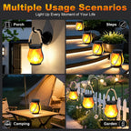 Solar Lanterns Outdoor 2-Pack with Ultra-Real Flame Lights, Dual Charging (USB/Solar), 2 Modes & Outdoor Waterproof Design — Decorative Hanging/Table Lights for Yard, Patio, Garden