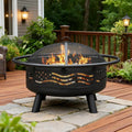 breezz american flag wood-burning fire pit, 32 in, main product view