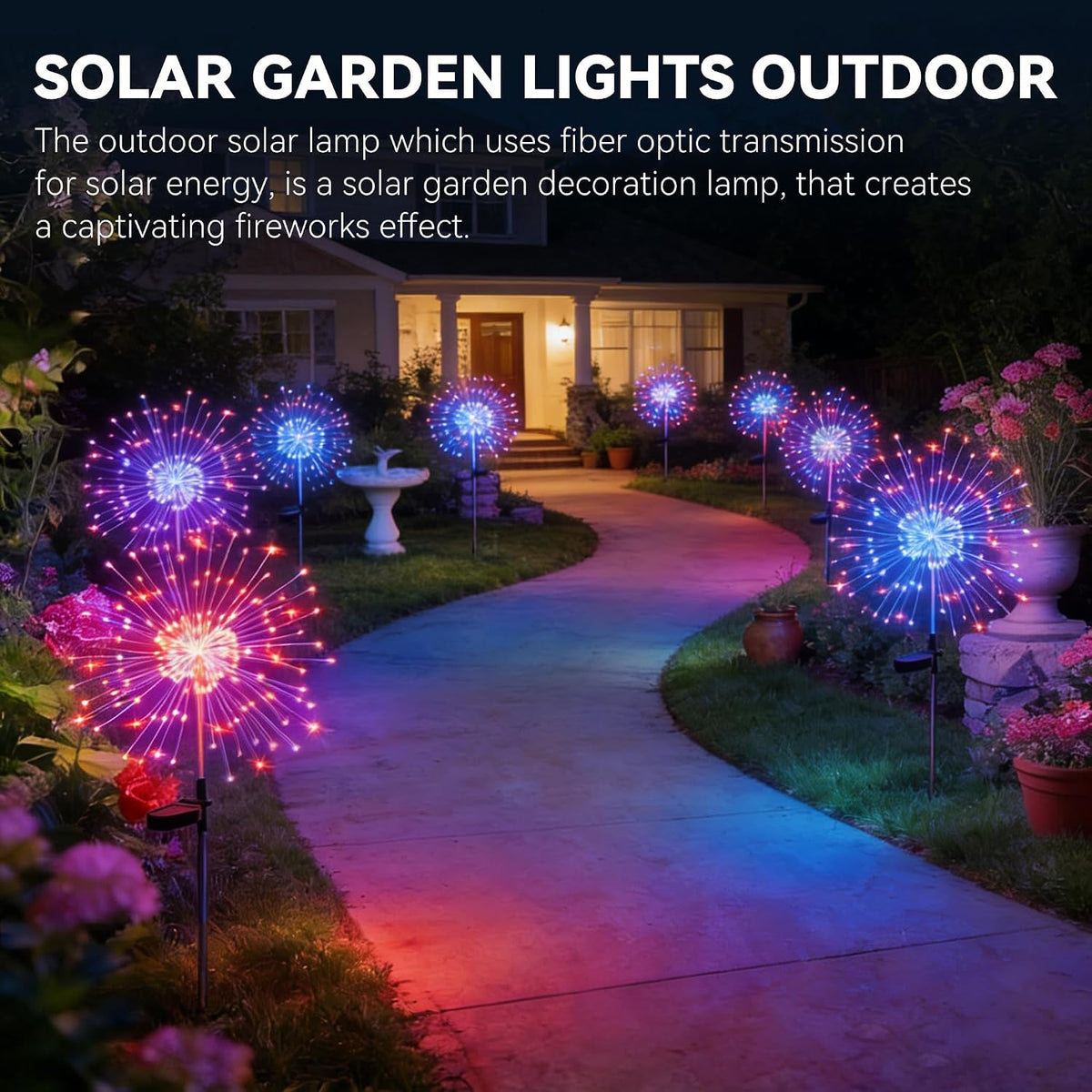 hpufkot solar garden lights outdoor,waterproof garden, 2pc 200, close-up detail