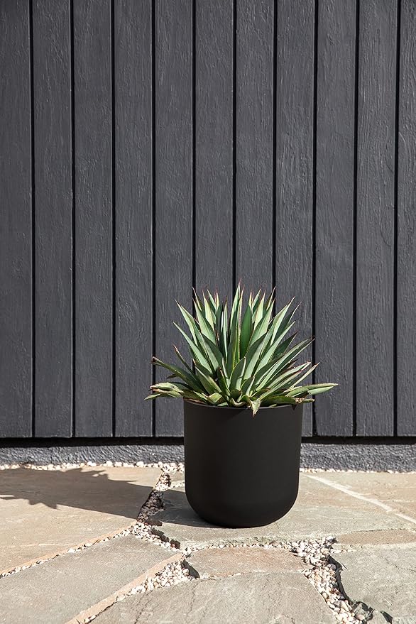 Veradek Mason Series Lima Planter - Round Planter for Indoor or Outdoor Porch/Garden | Made from Plastic-Stone Composite with Drainage Holes | Modern Décor for Succulents, Flowers, Small Plants