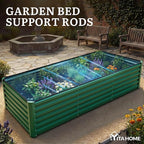 YITAHOME 8x4x2ft Large Raised Garden Bed Kit, Galvanized Metal Planter Box with Gloves, Ground Nails, Support Rod & Safety Rubber, Outdoor Above Ground Planters for Plants Vegetables Flowers, Green
