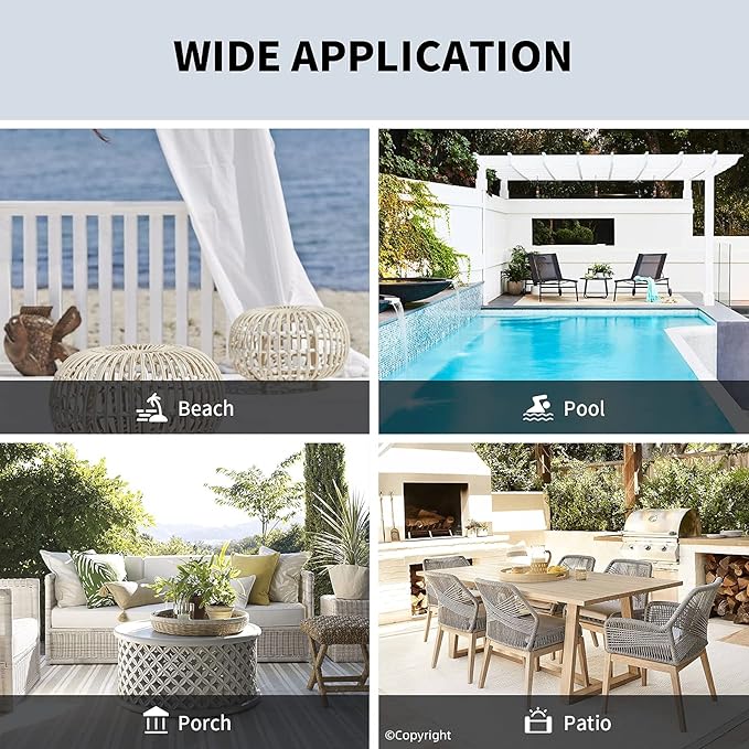 DIVA EN CAMINO DEC Outdoor Patio Curtain Waterproof Darkening Thermal Insulated Indoor Curtains for Bedroom, Porch, Living Room, Pergola, Cabana, W52 x L95, Grayish White, Set of 2 Panels