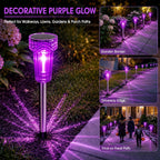 Halloween Solar Lights Outdoor Waterproof Purple Landscape Lights, 8 Pack | Halloween Solar Pathway Lights Purple Led Yard Lights for Walkway,Path with Auto On/Off Lighting Halloween Decor