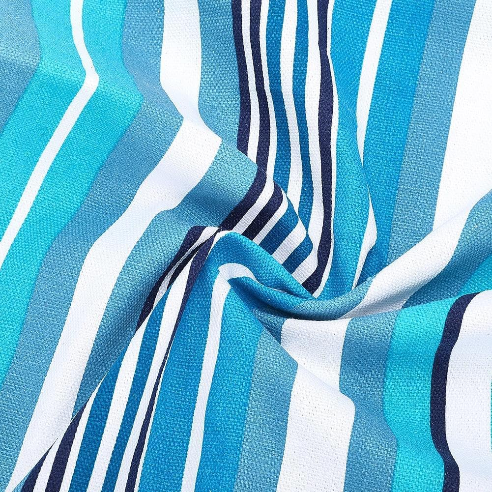 GORGECRAFT Beach Sling Patio Chairs Canvas Blue Stripes Folding Chair Replacement Outdoor Chairs Cloth Replacements 115X43cm Portable Reclining Sling Chair Fabric for Summer Vacation Sunbathing Garden