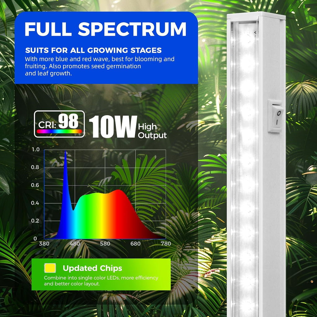 Barrina T5 Grow Light, 5000K White Full Spectrum LED Grow Light 2ft, 8 Pack | 80W (8 x 10W), Plant Grow Lights for Indoor Plants, Seedlings, Greens, Shelves, Plug and Play, Linkable, Separate On/Off