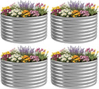 4 Pack Tall 2x2x2FT Round Raised Beds for Gardening, Corrugated Galvanized Steel Raised Garden Bed, Outdoor Metal Above Ground Garden Bed for Vegetables and Flowers