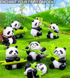 Panda Figurines 8pcs Fairy Garden Accessories Kit Home Outdoor | Cute panda set, 8 unique poses, solid PVC, waterproof. Great for fairy gardens, office, cake toppers. Ideal gift