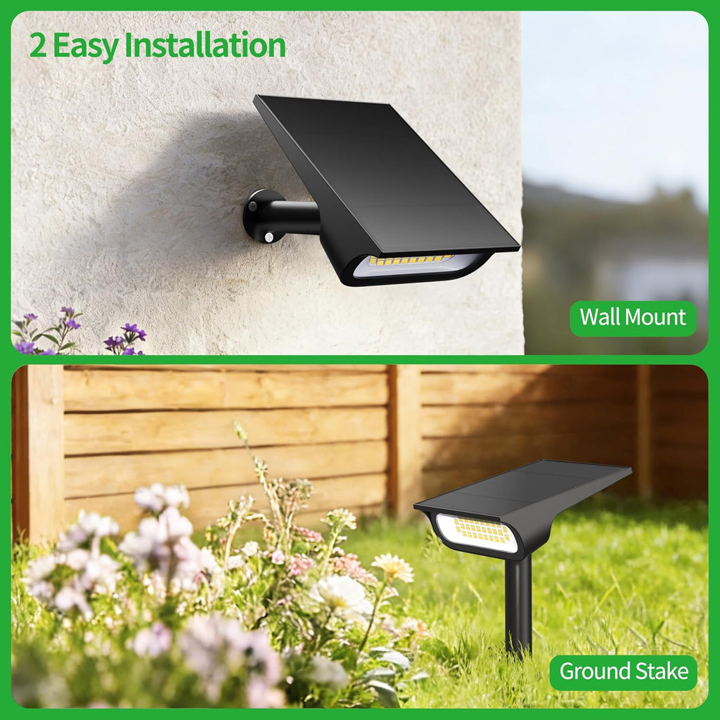 Solar Spotlights Outdoor Waterproof 4000mAh 3 Color with Remote | LED Landscape Spot Light with Timer & Adjustable Brightness for Pool, Trees, Flags, House Wall & Yard Decor