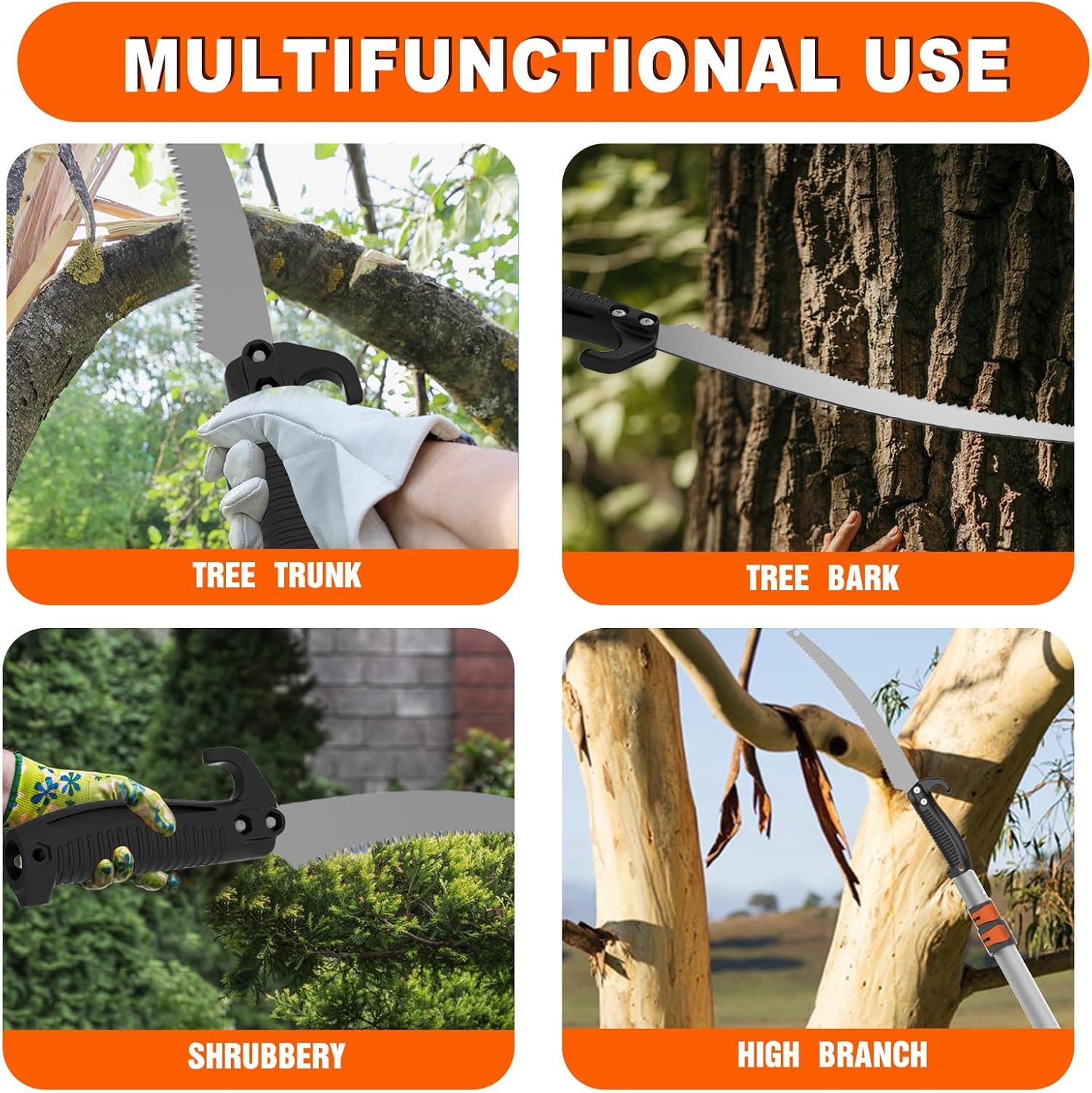 SISUPASSIE 26FT Reach Pole Saw for Tree Trimming, Telescoping Tree Pruner Extendable with 5-20FT Extension Pole, Manual Saw for Garden, Patios, Yard
