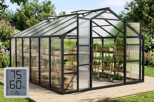 10x12 ft greenhouse with hygrometer, windproof uv protection, main product view