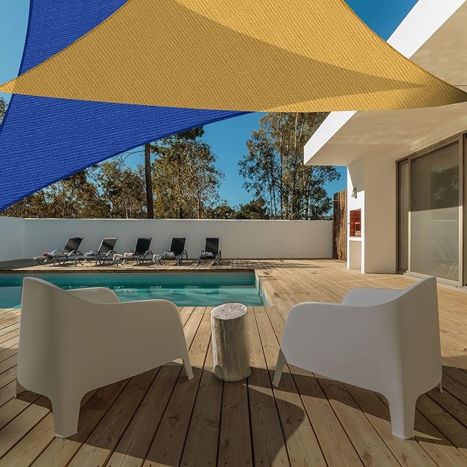 AsterOutdoor Sun Shade Sail Triangle 12' x 12' x 12' UV Block Canopy for Patio Backyard Lawn Garden Outdoor Activities, Terra