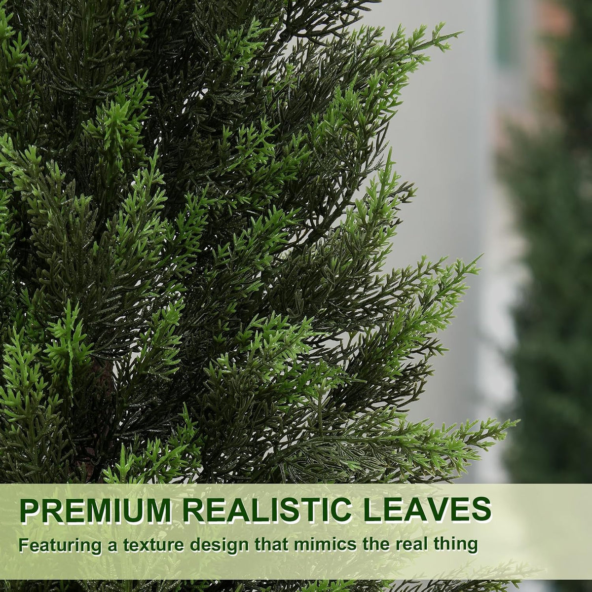 vivatrees 4ft artificial cedar topiary trees 2 pack, close-up detail