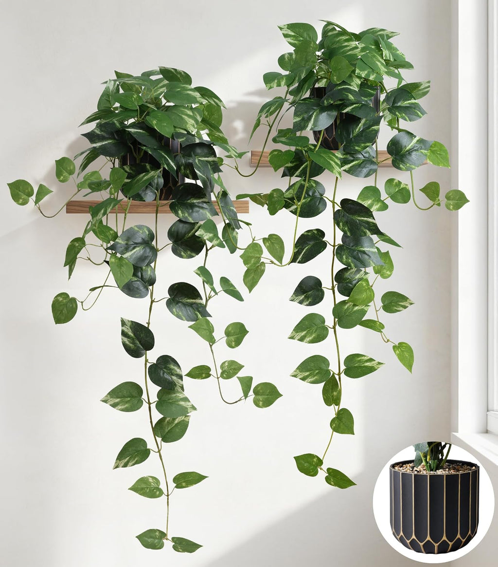 fake plants 2 pcs faux pothos plants potted, main product view
