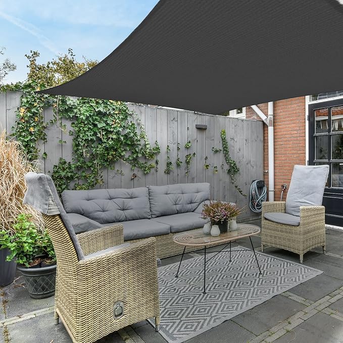 AsterOutdoor Sun Shade Sail Rectangle 16' x 20' UV Block Canopy for Patio Backyard Lawn Garden Outdoor Activities, Graphite