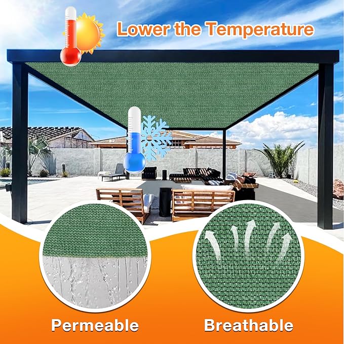 Artpuch Outdoor Pergola Shade Cover 8' X 24' Sun Shade Cloth with Grommets, 90% UV Protection Canopy Patio Privacy Screen (Customized Available) GN107, Green