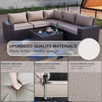 Kullavik 10 Pieces Outdoor Patio Furniture Set,PE Wicker Rattan Sectional Sofa Patio Conversation Sets with 43" 55000BTU Gas Propane Fire Pit Table,Swivel Rocking Chairs Set,Sand