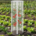 2 Pcs Garden Bird Netting Cover for Round Tomato Cage, 59" x 18" Tomato Trellis Insect Barrier Protection Mesh, Plant Cage Garden Net Cover with Zipper for Vertical Climbing Plants Vegetables Fruits