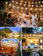 Brightever LED Outdoor String Lights, 150FT Dimmable Patio Lights with Remote Control, 45+2 Shatterproof ST38 Edison Bulbs, 3 Lighting Modes, 3H/5H Timer, Outdoor Hanging Light for Holiday, Party