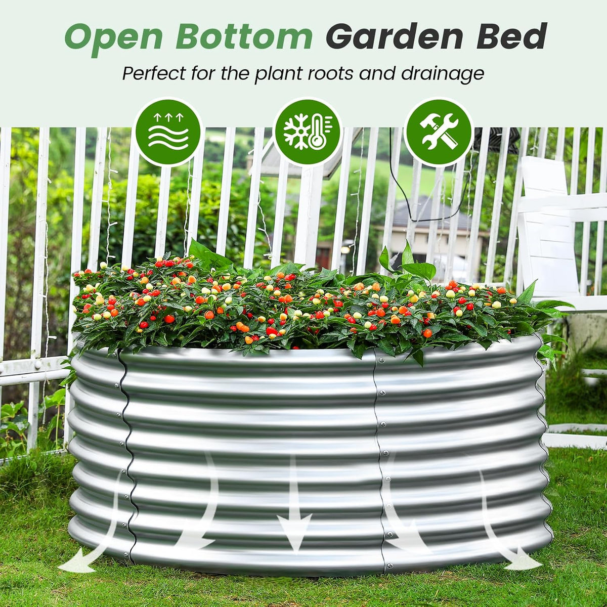 land guard 2×2×2ft galvanized raised garden bed kit showing dimensions
