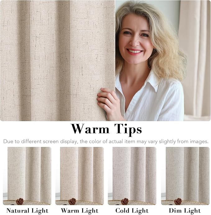 H.VERSAILTEX Blackout Curtains Durable Thick Textured Polyester Blackout Patio Door Curtain Anti Rust Grommet Extra Wide Sliding Door Curtain Panel, W100 x L96 inch - Natural
