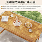 Tangkula 3 Piece Patio Dining Set for 4 People, 63” Outdoor Acacia Wood Rectangular Table with 1.97” Umbrealla Hole & 2 Cushioned Bench, for Deck Yard and Poolside