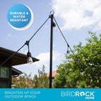 BIRDROCK HOME Poles for Outdoor String Lights - Weather Resistant, Durable, Easy to Install, Sturdy Pole for Garden, Patio & Backyard - Set of 2, 10ft, Black